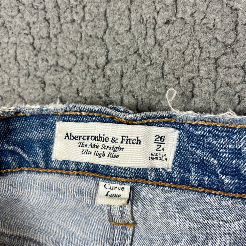Abercrombie & Fitch Curve Love Ultra High Rise Ankle Straight Jeans Blue 26 2R - Picture 7 of 13